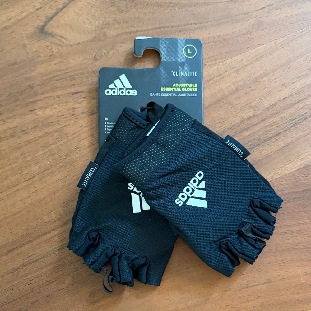 adidas Black Climalite Fingerless Training Gloves